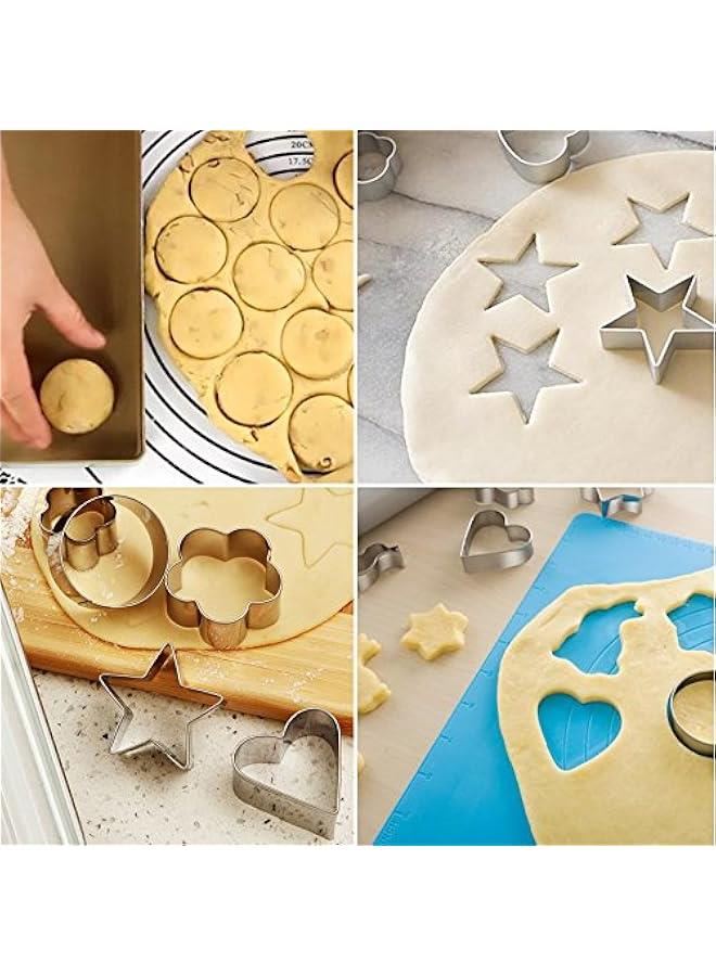 Mini Cookie Cutters Set- Small Heart Star Flower Round Square Hexagon Oval Diamond - 30Pcs Stainless Steel Cookie Cutters - Polymer Clay Cutters Mini Fruit Cutter Small Biscuit Cookie Cutters for Kids - Image 4